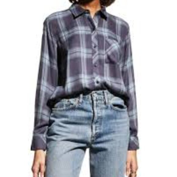 Rails Hunter Mint Stone Blue Plaid Button Down Shirt Size M - Picture 1 of 8